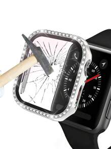Hộp & Bộ phim trang trí Rhinestone 2 trong 1 Tương thích với Apple Watch - Bạc - Xem 2