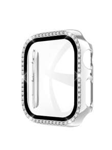 Hộp & Bộ phim trang trí Rhinestone 2 trong 1 Tương thích với Apple Watch - Bạc - Xem 3