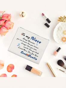 Đồ họa Khẩu hiệu Túi trang điểm , Túi trang điểm Hộp đựng Túi đựng cọ trang điểm Túi mỹ phẩm Cho du lịch - trắng - Xem 2