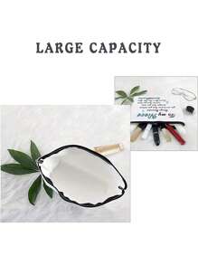 Đồ họa Khẩu hiệu Túi trang điểm , Túi trang điểm Hộp đựng Túi đựng cọ trang điểm Túi mỹ phẩm Cho du lịch - trắng - Xem 5