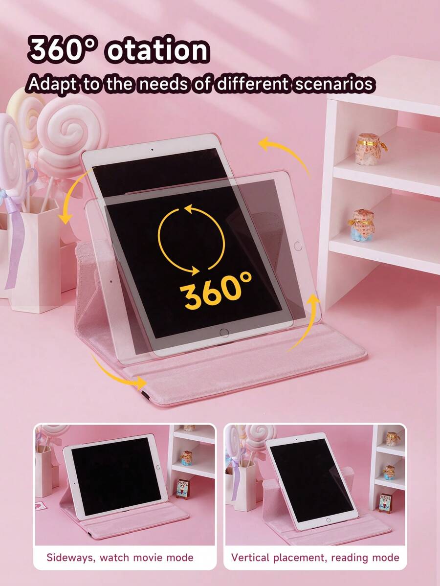 1pc Rotatable Case With DIY Sticker Compatible With Samsung Galaxy Tab