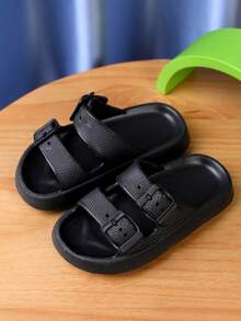 Chicos Zapatillas con doble hebilla adorno transpirable para exterior - Negro - Ver 3