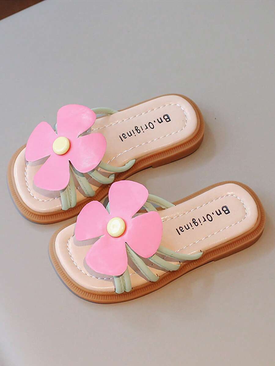 Chicas Zapatillas con diseño de flor dulce para exterior - Rosa Fucsia - Ver 1