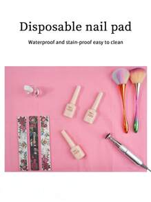 20pcs Nail Art Table Mat, Waterproof Light Pink Foldable Disposable Hand Cushion Holder Lint Paper Pad For Manicure, Nail Napkins For Acrylic Nail Practice Sheet,Nail Supplies,Nail Tools,Nail Art Tools,Back To School,Nails,Nail Tools For Press On Nails - Pink - View 4