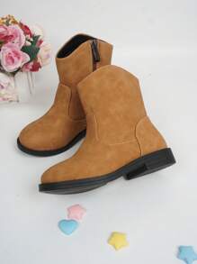 Girls Side Zip Minimalist Combat Boots For Outdoor - Ginger - View 1