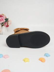 Girls Side Zip Bow Decor Combat Boots For Outdoor - Ginger - View 5