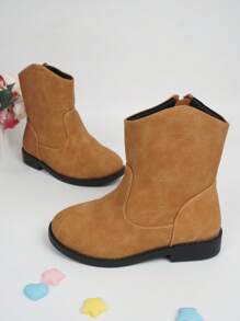 Girls Side Zip Minimalist Combat Boots For Outdoor - Ginger - View 2