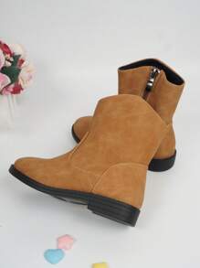 Girls Side Zip Minimalist Combat Boots For Outdoor - Ginger - View 3