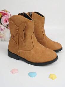 Girls Butterfly Decor Side Zip Cute Combat Boots For Outdoor - Ginger - View 1