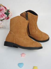 Girls Side Zip Minimalist Combat Boots For Outdoor - Ginger - View 6