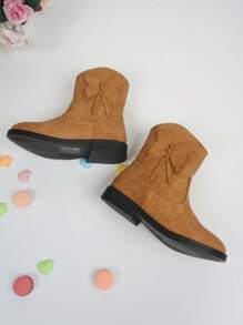 Girls Butterfly Decor Side Zip Cute Combat Boots For Outdoor - Ginger - View 3