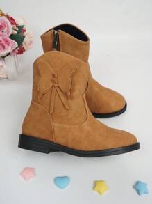 Girls Butterfly Decor Side Zip Cute Combat Boots For Outdoor - Ginger - View 4