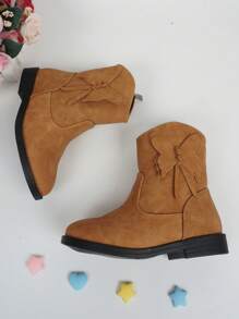 Girls Butterfly Decor Side Zip Cute Combat Boots For Outdoor - Ginger - View 5