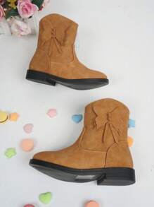 Girls Butterfly Decor Side Zip Cute Combat Boots For Outdoor - Ginger - View 7