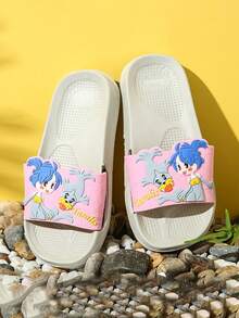 Chicos Zapatillas con figura de dibujos animados & con diseño de letra con banda única dulce para exterior - Rosa - Ver 2