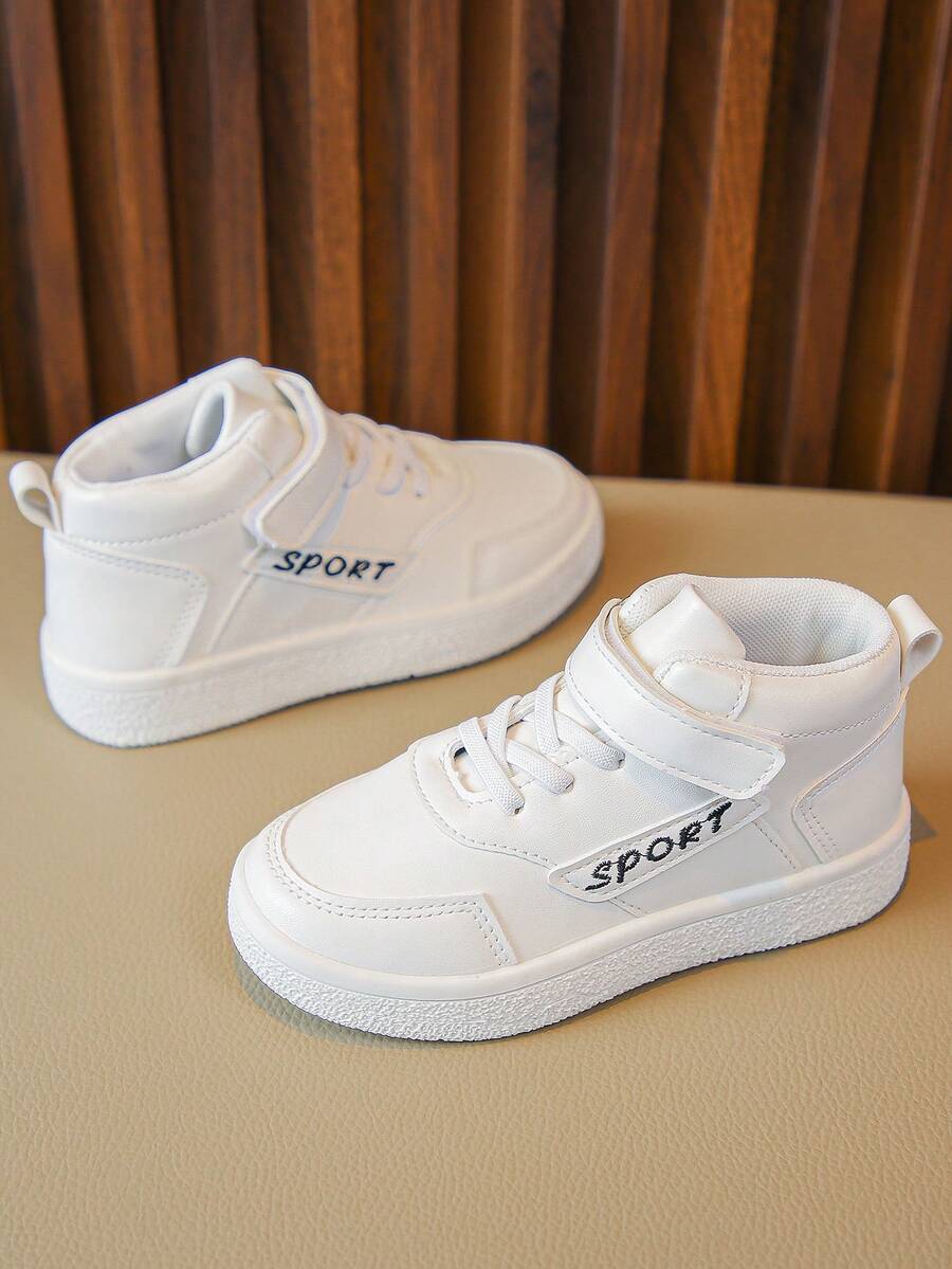 男孩字母貼飾魔術貼運動板鞋適用於戶外 - 白色 - 查看 1