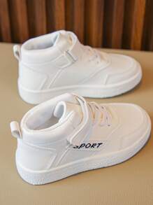 男孩字母貼飾魔術貼運動板鞋適用於戶外 - 白色 - 查看 4