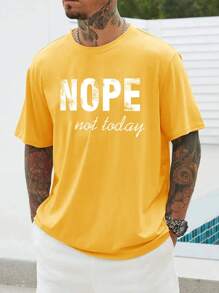 Manfinity Homme Men Plus Letter Graphic Tee - Mustard Yellow - View 1