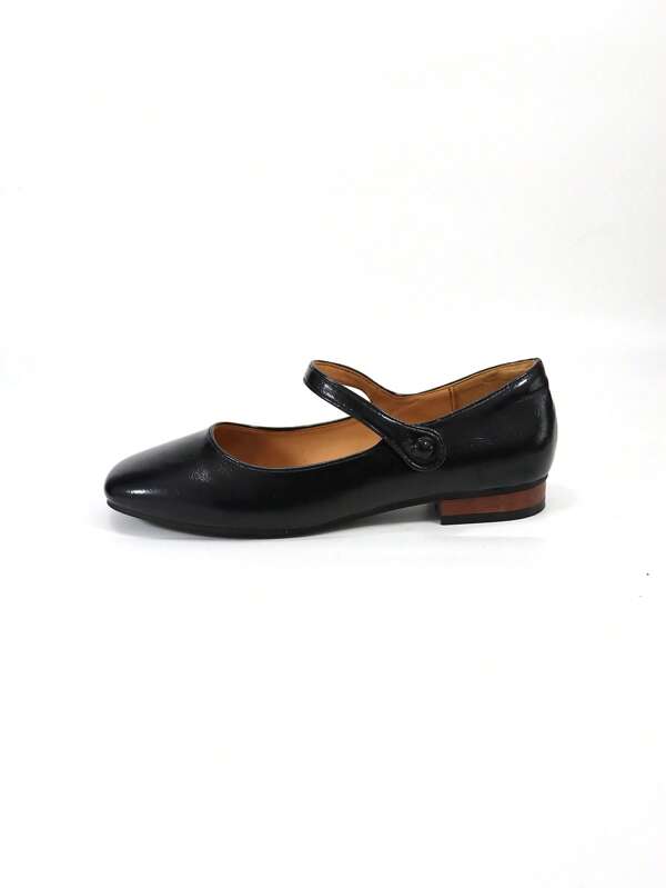 Women Square Toe Flats, Preppy Black Mary Jane Flats SHEIN UK
