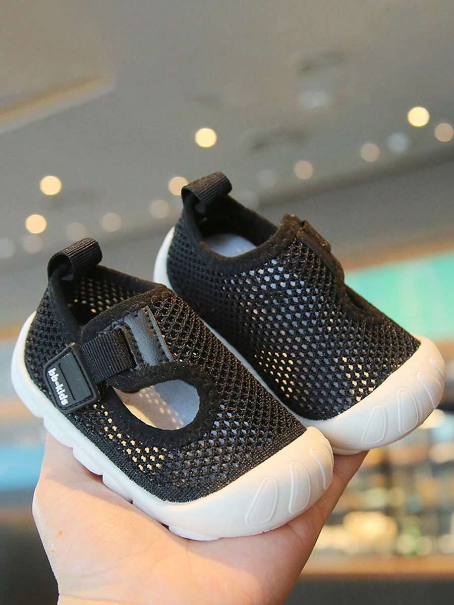 Giày buộc dây móc và vòng cho bé trai Trang trí chữ cái rỗng Giày trượt vải - Hồng - Xem 1