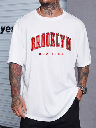 Manfinity Sporsity 男士字母圖案T恤