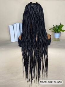 無膠蕾絲假髮無結盒狀編織假髮13*4混合黑棕色36英寸合成假髮蕾絲前假髮帶嬰兒頭髮女式