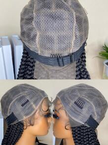 無膠蕾絲假髮無結盒狀編織假髮13*4混合黑棕色36英寸合成假髮蕾絲前假髮帶嬰兒頭髮女式