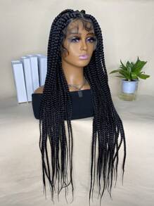 無膠蕾絲假髮無結盒狀編織假髮13*4混合黑棕色36英寸合成假髮蕾絲前假髮帶嬰兒頭髮女式