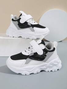 女孩繫帶魔術貼時尚老爹鞋適用於戶外 - 黑色 - 查看 1