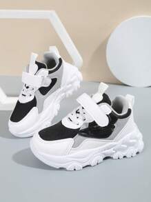 女孩繫帶魔術貼時尚老爹鞋適用於戶外 - 黑色 - 查看 4