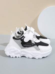 女孩繫帶魔術貼時尚老爹鞋適用於戶外 - 黑色 - 查看 5