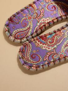 女士休闲一脚蹬凉鞋，露趾圆头平底沙滩拖鞋，适合夏季 - 紫色 - 查看 8