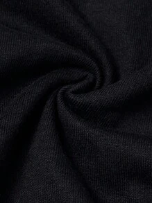 ROMWE MEN Anime Men Car & Japanese Letter Graphic Drawstring Thermal Hoodie - Black - View 3