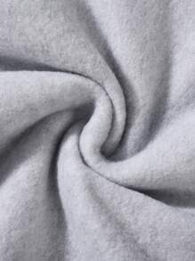 ROMWE MEN Men Figure & Slogan Graphic Drawstring Thermal Lined Hoodie - Light Grey - View 4