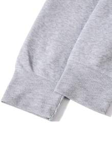 ROMWE MEN Men Figure & Slogan Graphic Drawstring Thermal Lined Hoodie - Light Grey - View 5