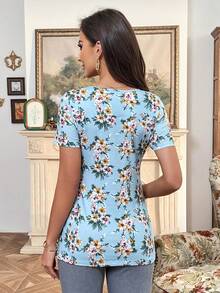 SHEIN Maternity Floral Print Tee - Multicolor - View 2