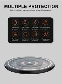 15w透明桌面無線充電器,適用於支援qi無線充電的手機和帶無線充電功能的airpods - 黑色 - 查看 7