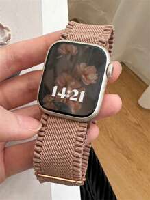 1入組彈性聚酰胺錶帶適用於Apple Watch - 粉色 - 查看 2