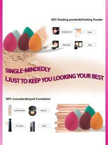 baopinger 化妝海綿，8入組多色中水滴化妝海綿化妝攪拌機美容海綿蛋形 - 彩色 - 查看 4