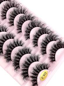 HBZGTLAD 全新 10 对 3D 仿貂皮睫毛柔软蓬松戏剧妆假睫毛，天然手工制作，浓密款条状睫毛，睫毛，睫毛，假睫毛 - 黑色 - 查看 4