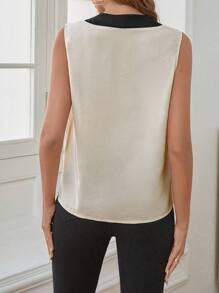 SHEIN Privé Áo sơ mi nữ Khối Màu Giải trí - Màu be - Xem 2