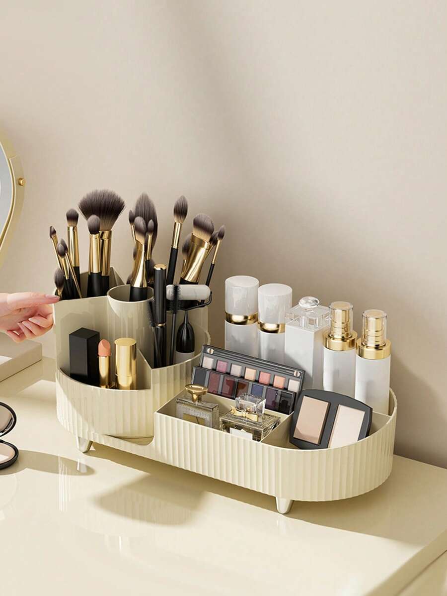 化妝刷收納盒,1入組格大容量化妝刷口紅眼妝化妝品收納袋化妝刷支架 - 白色 - 查看 1