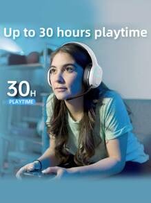 KOFIRE 2.4GHz/Wireless Gaming Headset, Wireless Gaming Headset Compatible With Switch, PC, , , Vibration Feedback Over Ear Headphones With Noise-Proof Mic, LED Light - Black and White - View 8