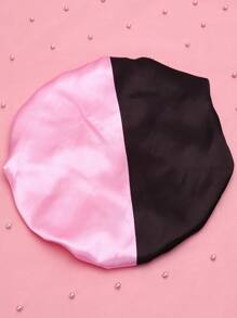 發帽，1入組寬邊睡帽緞面內襯帽子浴帽頭巾帽子可拉伸護髮帽