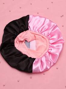 發帽，1入組寬邊睡帽緞面內襯帽子浴帽頭巾帽子可拉伸護髮帽