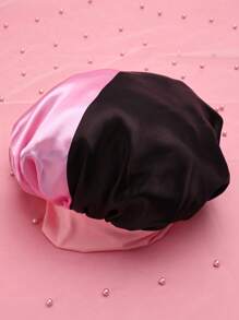 發帽，1入組寬邊睡帽緞面內襯帽子浴帽頭巾帽子可拉伸護髮帽