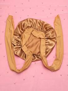 頭髮帽子,1入組金色緞面蝴蝶結髮箍帽子適用於睡眠,洗澡,頭髮護理和寬滿滿帽乾濕頭髮帽