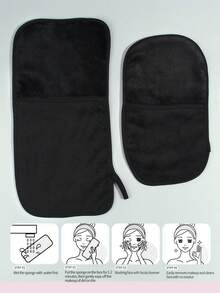 2pcs Facial Cleaning Towel - Black - View 8