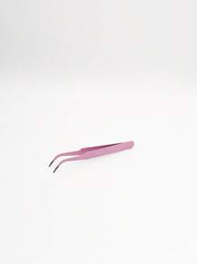 金色羽毛尖头镊子，睫毛延长工具精密镊子，美容师用多功能镊子 - 粉色 - 查看 2