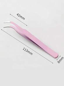 金色羽毛尖头镊子，睫毛延长工具精密镊子，美容师用多功能镊子 - 粉色 - 查看 3